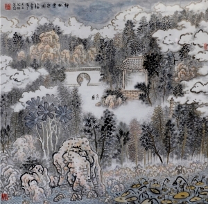 zeitgenössische kunst von Liu Yuzhu - Sterben in dicken Wolken gehüllten Bergen