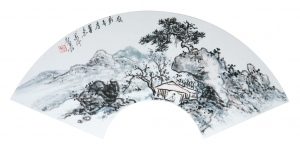 zeitgenössische kunst von Galerie Fenghe Tang - Chinesische Landschaft auf einem Fächer