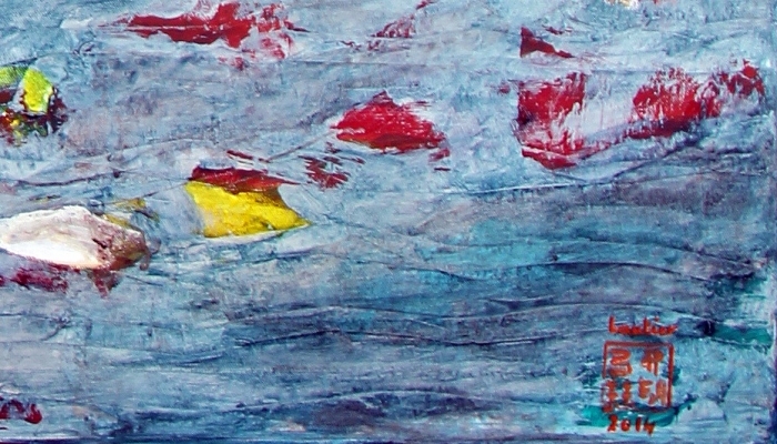 Die amerikanische moderne Online-Galerie Ölgemälde - Schwimmende Flaggen im blauen Wind