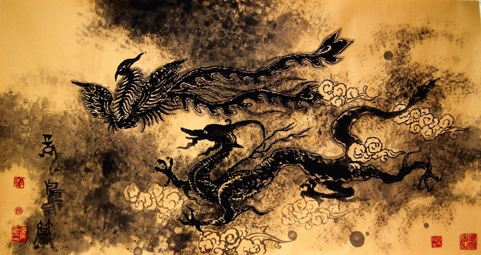Yang Xiyuan Chinesische Kunst - Drache und Phönix