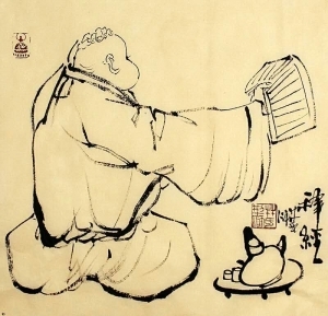 zeitgenössische kunst von Lin Xinghu - Serie - Tuschmalereien von buddistischer Prägung (Elf Malereien)