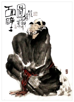 zeitgenössische kunst von Lin Xinghu - Ein Mann ohne Bewegung, als ob auf die Wand gemalt