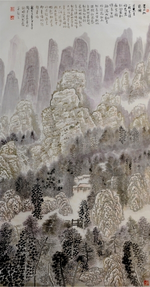 zeitgenössische kunst von Liu Yuzhu - Die grünen Bäume vor dem Gebirge