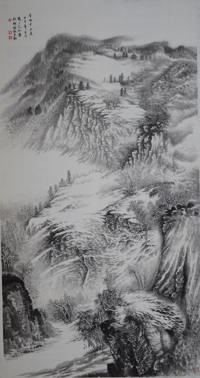Liu Yuzhu Chinesische Kunst - Die von Schnee bedeckten Berge