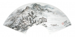zeitgenössische kunst von Galerie Fenghe Tang - Chinese Landscape On a Fan
