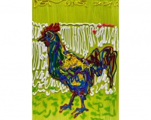 Zeitgenössische Malerei - Lines Phenomenon - Rooster 