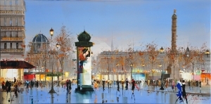 Zeitgenössische Ölmalerei - Place de la Bastille von Knife