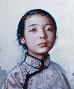Zeitgenössische Ölmalerei - Kleines tibetisches Mädchen