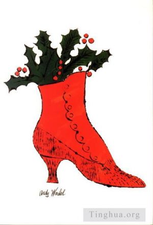 Zeitgenössische Malerei - Roter Stiefel mit Holly