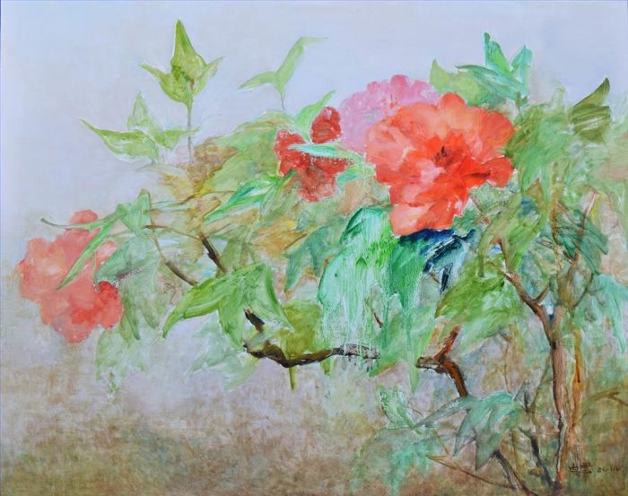 Bai Yun Ölgemälde - Duftende und farbenfrohe Blume