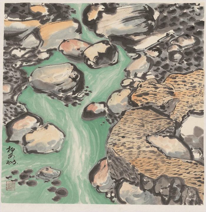 Bo Lin Chinesische Kunst - Auf der Suche nach der Quelle der Wasserlandschaft