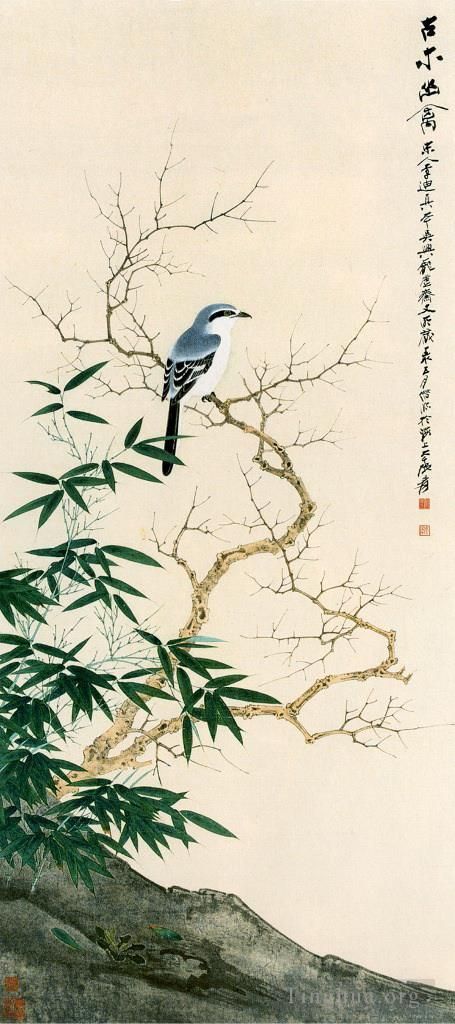 Zhang Daqian Chinesische Kunst - Vogel im Frühling