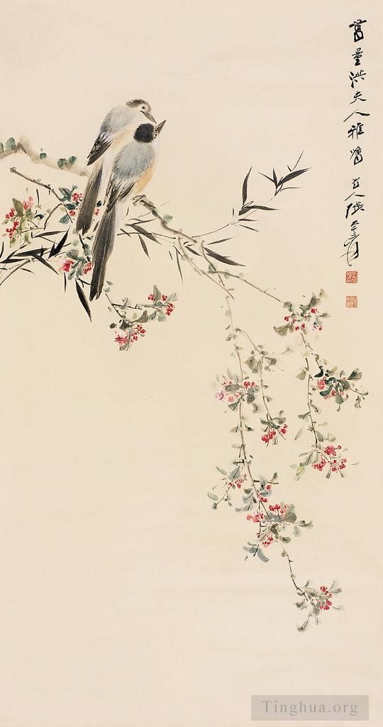 Zhang Daqian Chinesische Kunst - Vögel auf Blumenzweigen