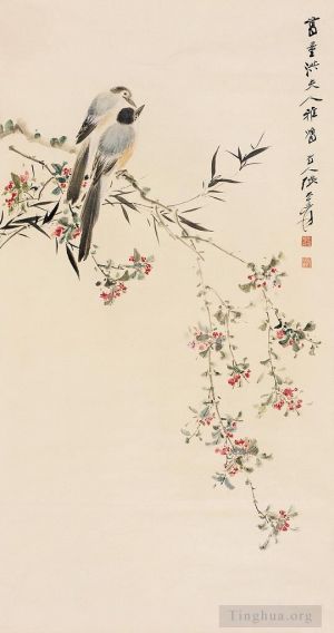 Zeitgenössische chinesische Kunst - Vögel auf Blumenzweigen