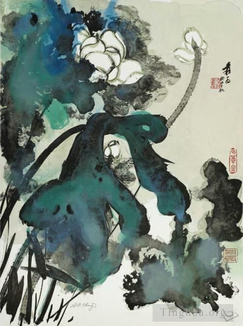 Zhang Daqian Chinesische Kunst - Lotus 1973