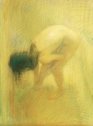 Zeitgenössische Malerei - Eine Jungfrau, die nackt aus ihrem Bad steigt 3