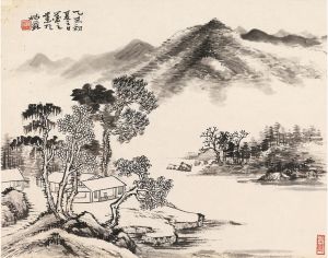 Zeitgenössische chinesische Kunst - Es regnet in der Bergregion