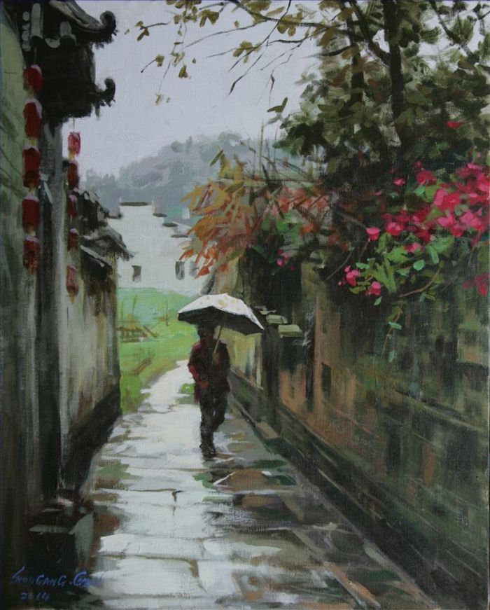 Chen Shougang Ölgemälde - Regenzeit in Ziyuan