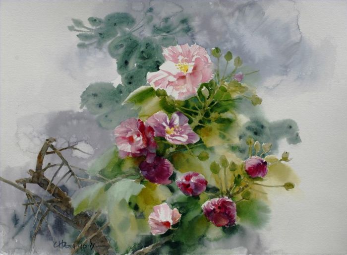 Chen Xiaorong Chinesische Kunst - Cottonrose-Hibiskus