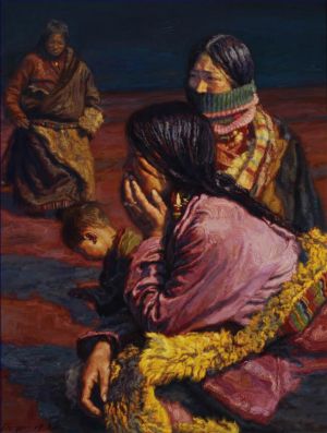 Zeitgenössische Ölmalerei - 3 Tibeter