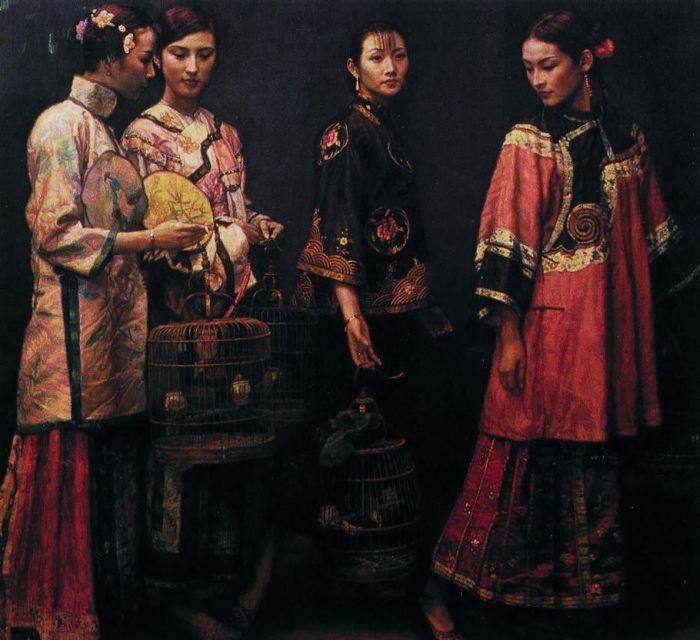 Chen Yifei Ölgemälde - Schönheiten für die Straße 1988
