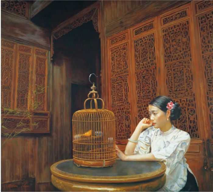 Chen Yifei Ölgemälde - Kanarienvogel