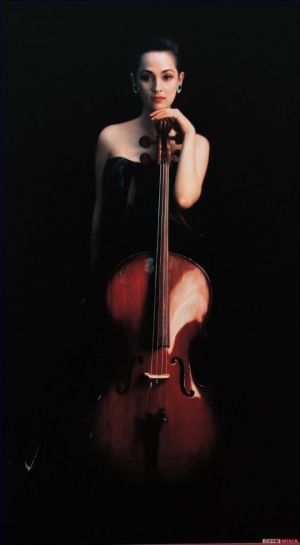 Zeitgenössische Ölmalerei - Cello-Mädchen