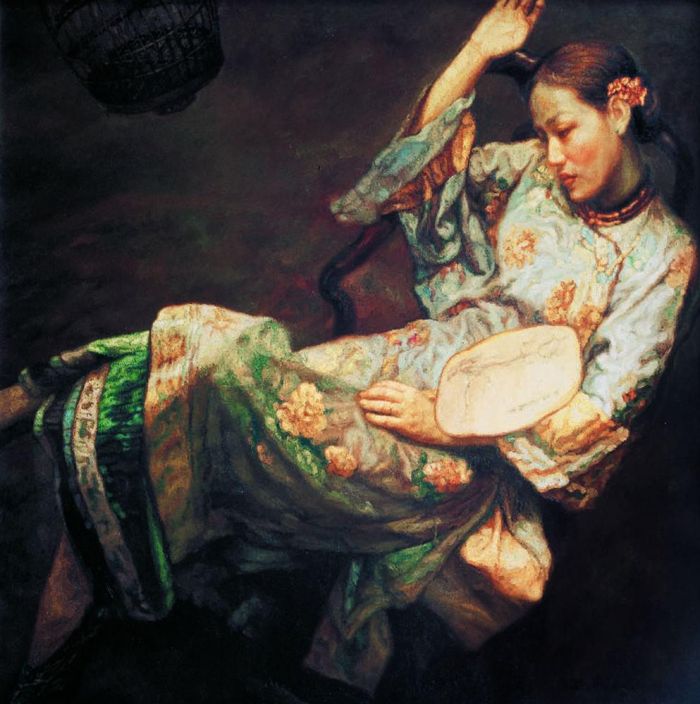 Chen Yifei Ölgemälde - Betrunkene Schönheit