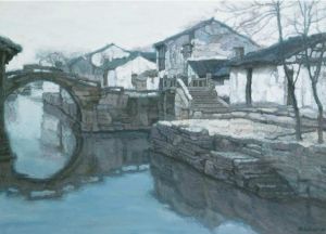 zeitgenössische kunst von Chen Yifei - Erinnerung an die Heimatstadt Twinbridge