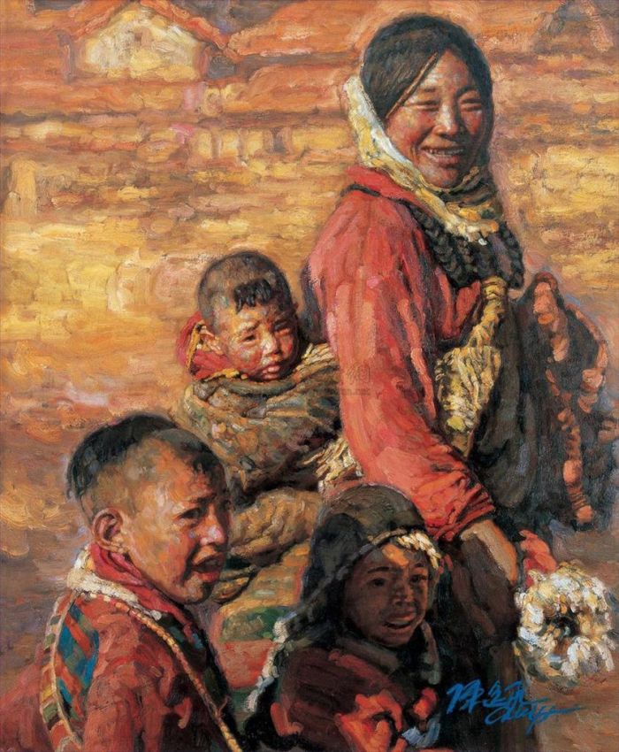 Chen Yifei Ölgemälde - Mutter und Kinder 2