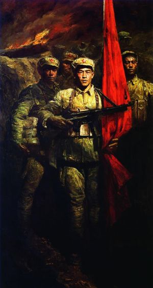 Zeitgenössische Ölmalerei - Rote Flagge 1