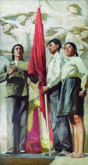 Zeitgenössische Ölmalerei - Rote Flagge 2
