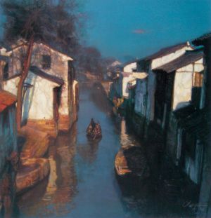 zeitgenössische kunst von Chen Yifei - River Village-Reihe