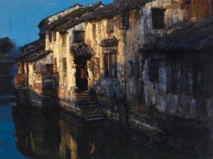 zeitgenössische kunst von Chen Yifei - Flussdörfer