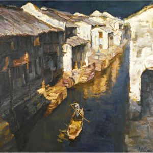 Zeitgenössische Ölmalerei - Suzhou-Landschaft