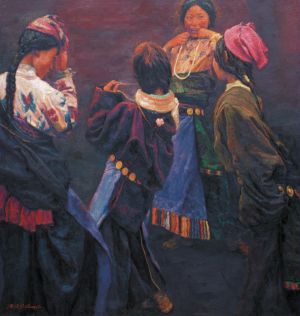 zeitgenössische kunst von Chen Yifei - Tibetisches Mädchen 2004