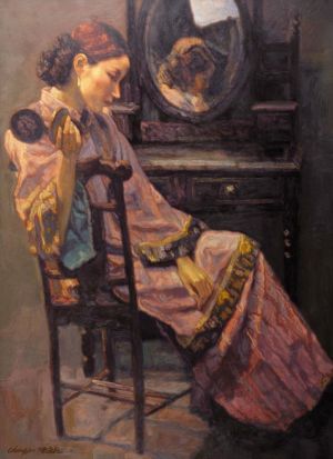Zeitgenössische Ölmalerei - Frau von Dresser