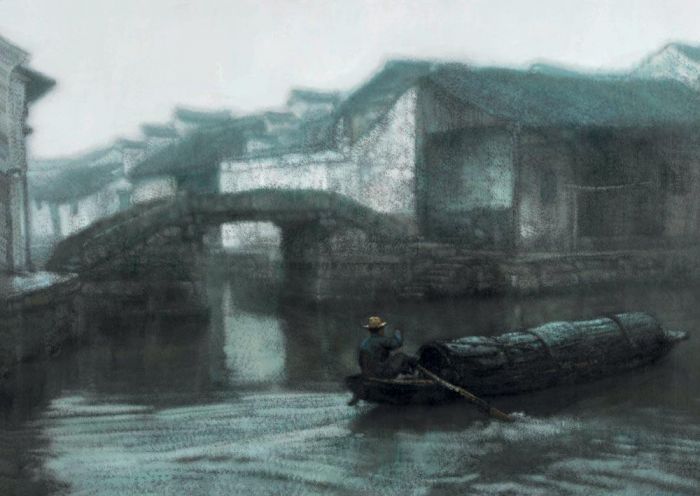 Chen Yifei Ölgemälde - Zhou-Stadt im Morgengrauen