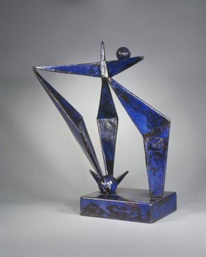 Zeitgenössische Bildhauerei - Blue construction 1938