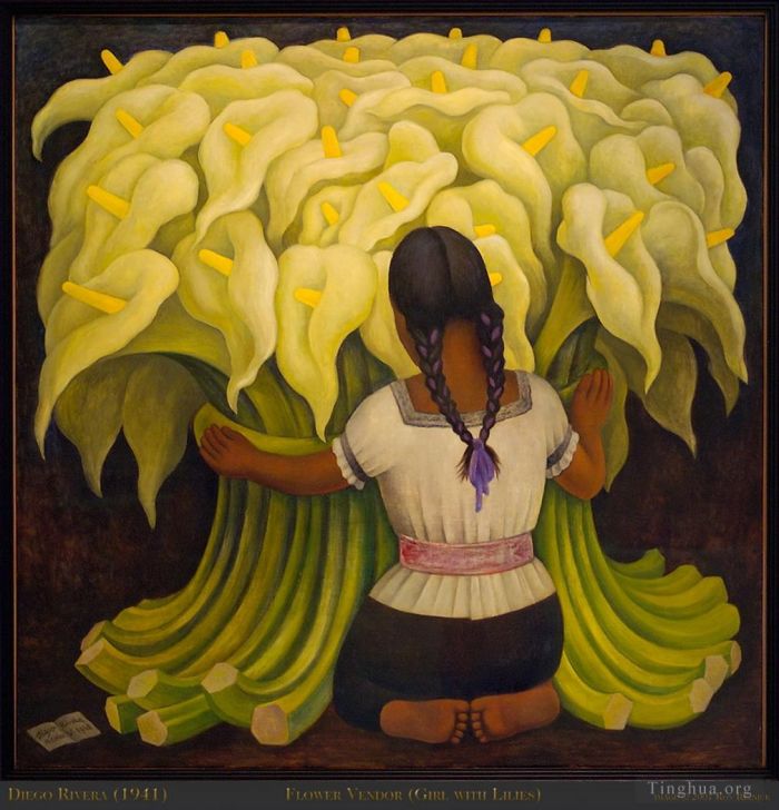 Diego Rivera Ölgemälde - Mädchen mit Lilien