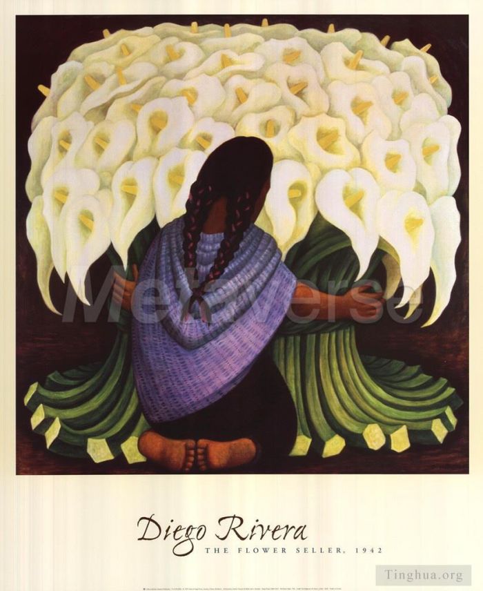 Diego Rivera Ölgemälde - Der Blumenverkäufer 1942