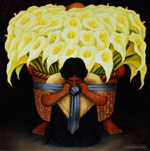 zeitgenössische kunst von Diego Rivera - Der Blumenverkäufer
