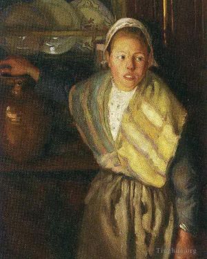 Zeitgenössische Ölmalerei - Bretonisches Mädchen 1910