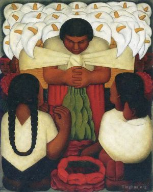 zeitgenössische kunst von Diego Rivera - Blumenfest 1925