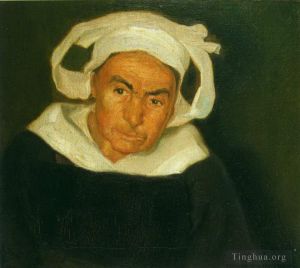 Zeitgenössische Ölmalerei - Kopf einer Bretonin, 1910