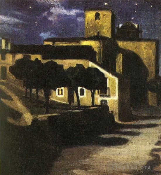 Diego Rivera Ölgemälde - Nachtszene in Avila 1907