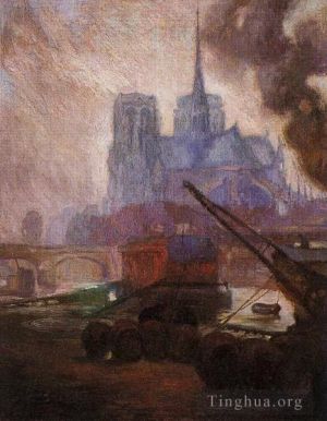 Zeitgenössische Ölmalerei - Notre Dame de Paris 1909