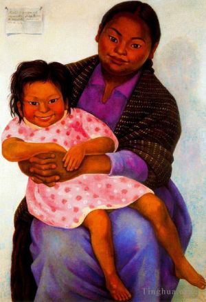 zeitgenössische kunst von Diego Rivera - Porträt von Madesta und Inesita 1939