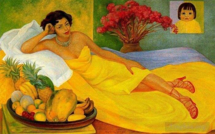 Diego Rivera Ölgemälde - Porträt von Sra Dona Elena Flores de Carrillo 1953