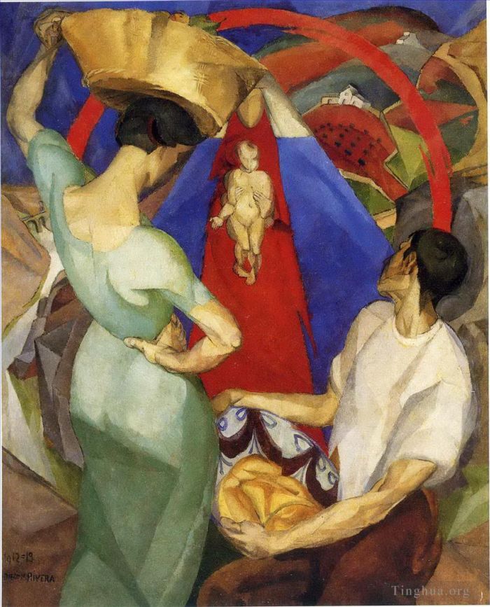 Diego Rivera Ölgemälde - Die Anbetung der Jungfrau 1913